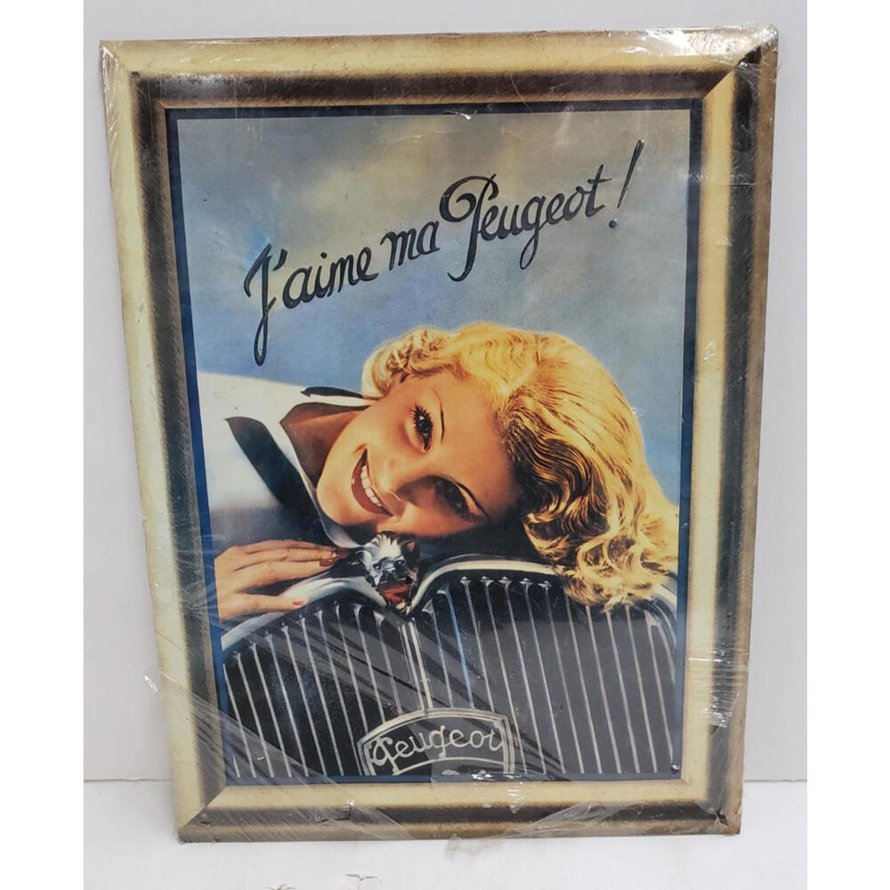 French Metal Sign J'aime Ma Peugeot Plaque Blue Car I Love My Peugeot 12"X16"